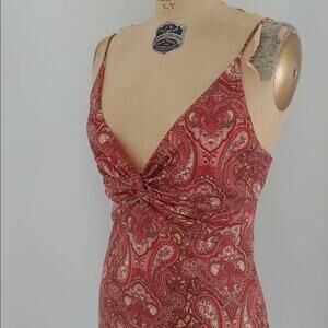LAUNDRY Paisley Print Coral Slip Lined Dress Women's Size 8 NWT